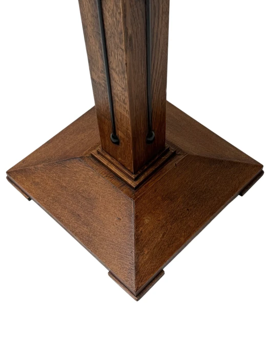 Vienna Secession Pedestal in Oak with Patinated Brass Top, 1900s
